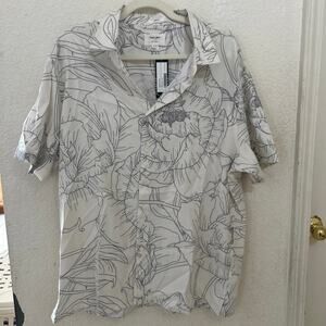 Julian & Mark Men's Printed Stretch Short Sleeve Shirt Blue Floral Size XL